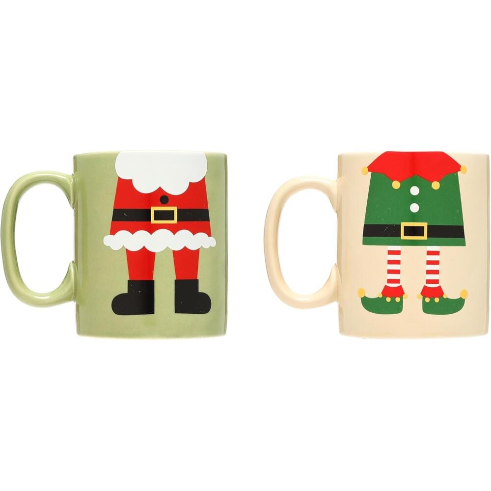 Matching Christmas Mugs, Holiday Santa And Elf Mug Set, Christmas Home Décor, Ho